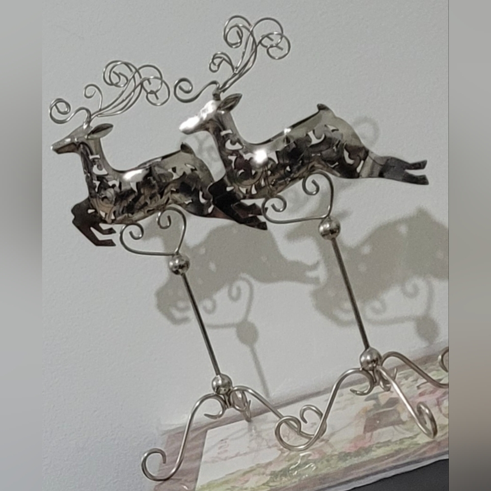Metal silver reindeer candle holders set 2 pcs. - Picture 11 of 17